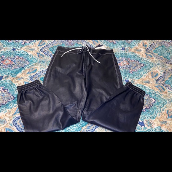 Polo Ralph Lauren Leather joggers !!! Navy - Picture 1 of 8